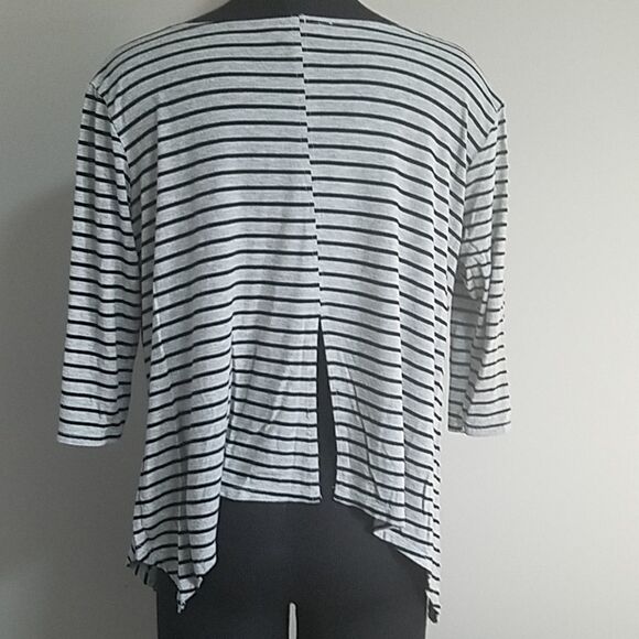 Charming Charlie Gray & Black Striped Top (M) - Picture 2 of 4
